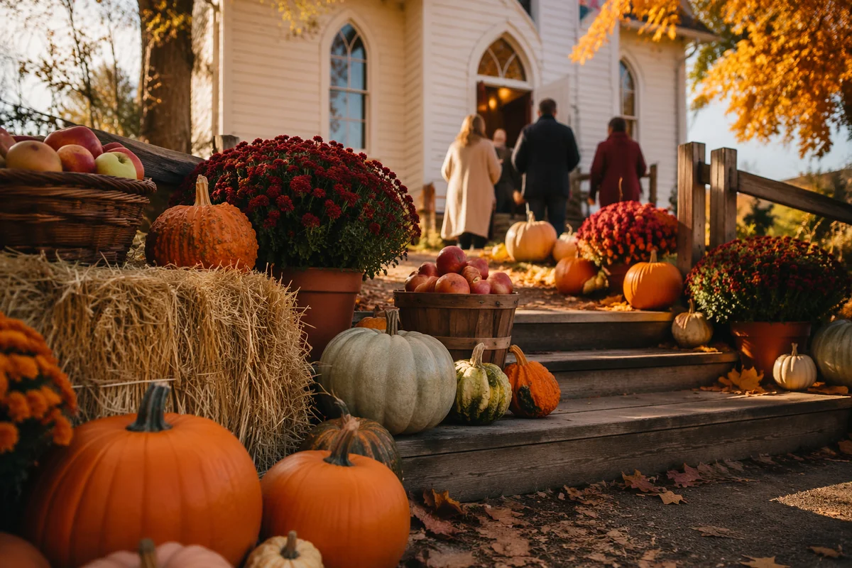 Autumn Harvest Festival Display at Country Church