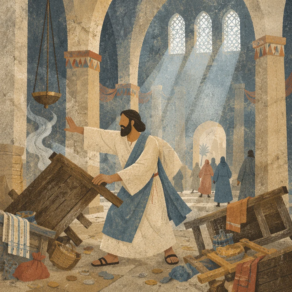 Holy Monday Temple Cleansing Scene