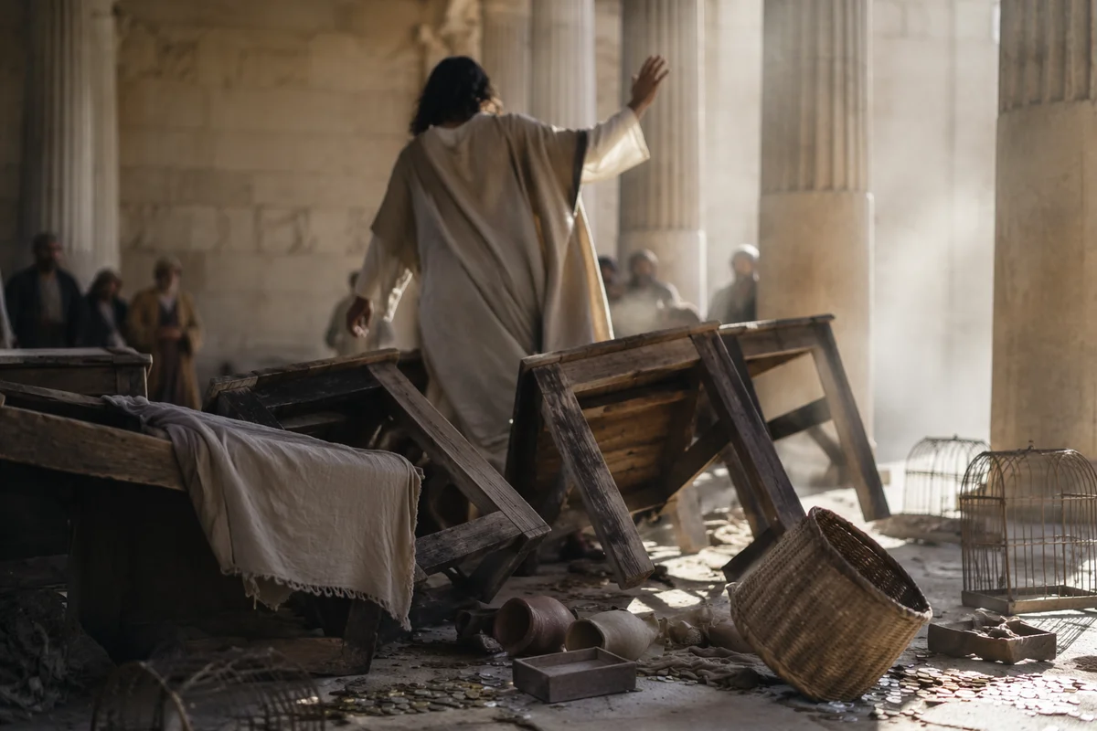 Holy Monday Temple Cleansing Scene
