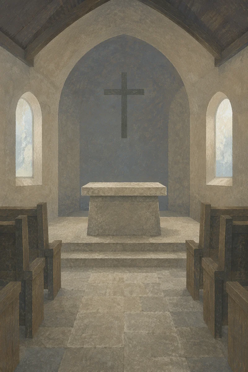 Bare Holy Saturday Church Altar Scene