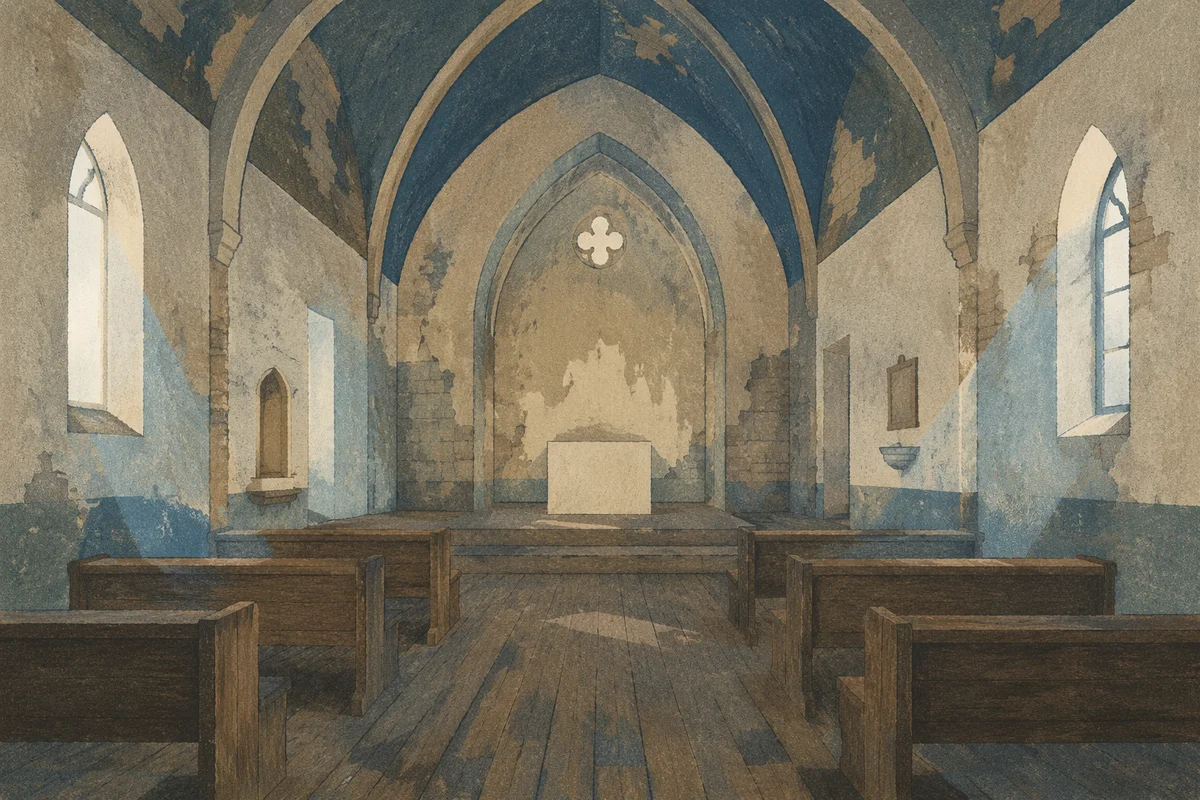 Holy Saturday Bare Altar in Quiet Chapel
