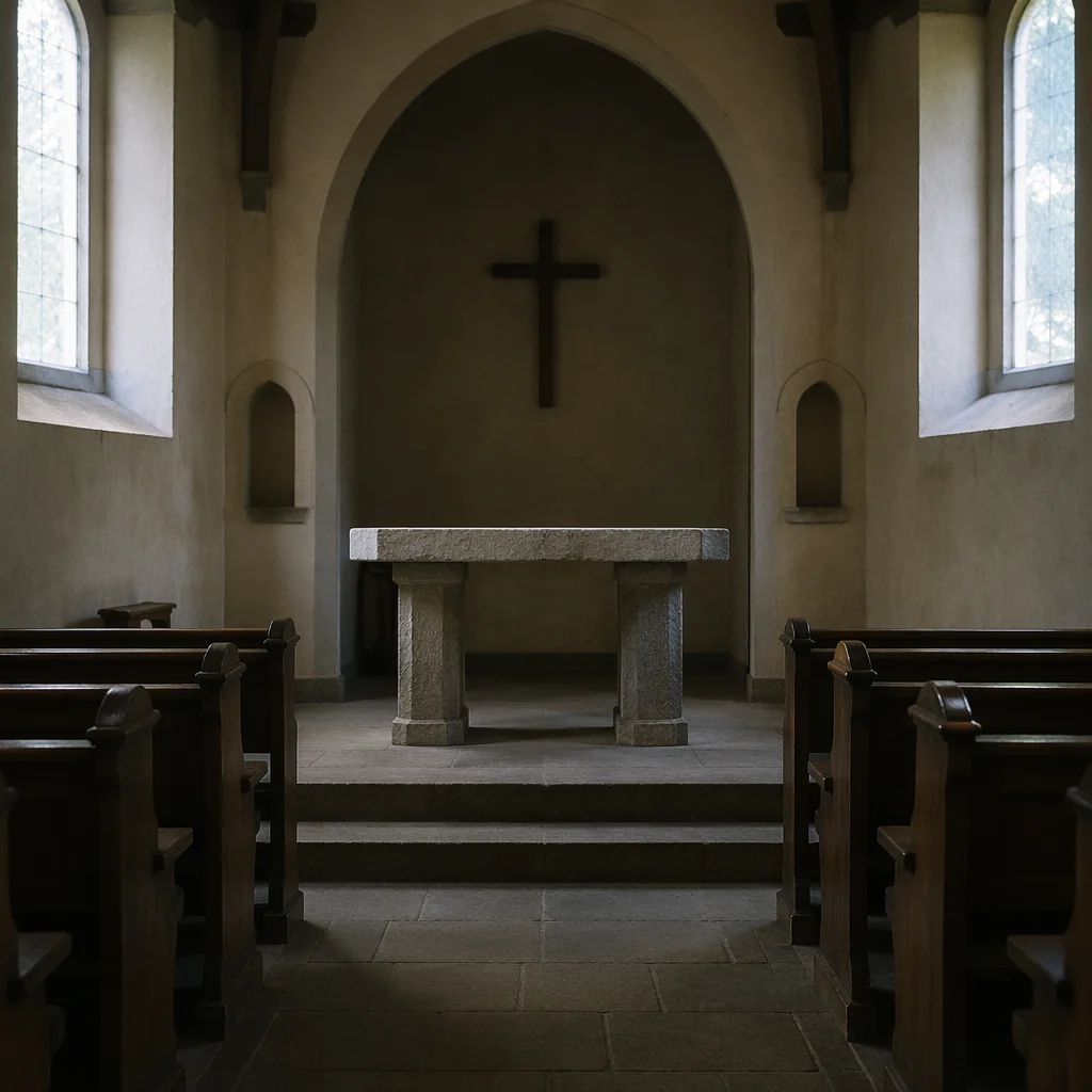 Empty Holy Saturday Church Altar Scene