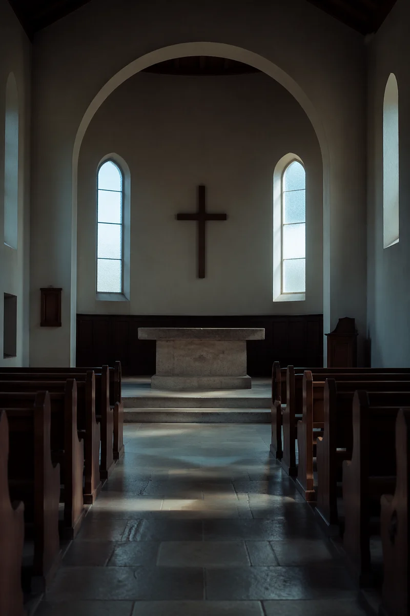 Empty Holy Saturday Church Altar Scene