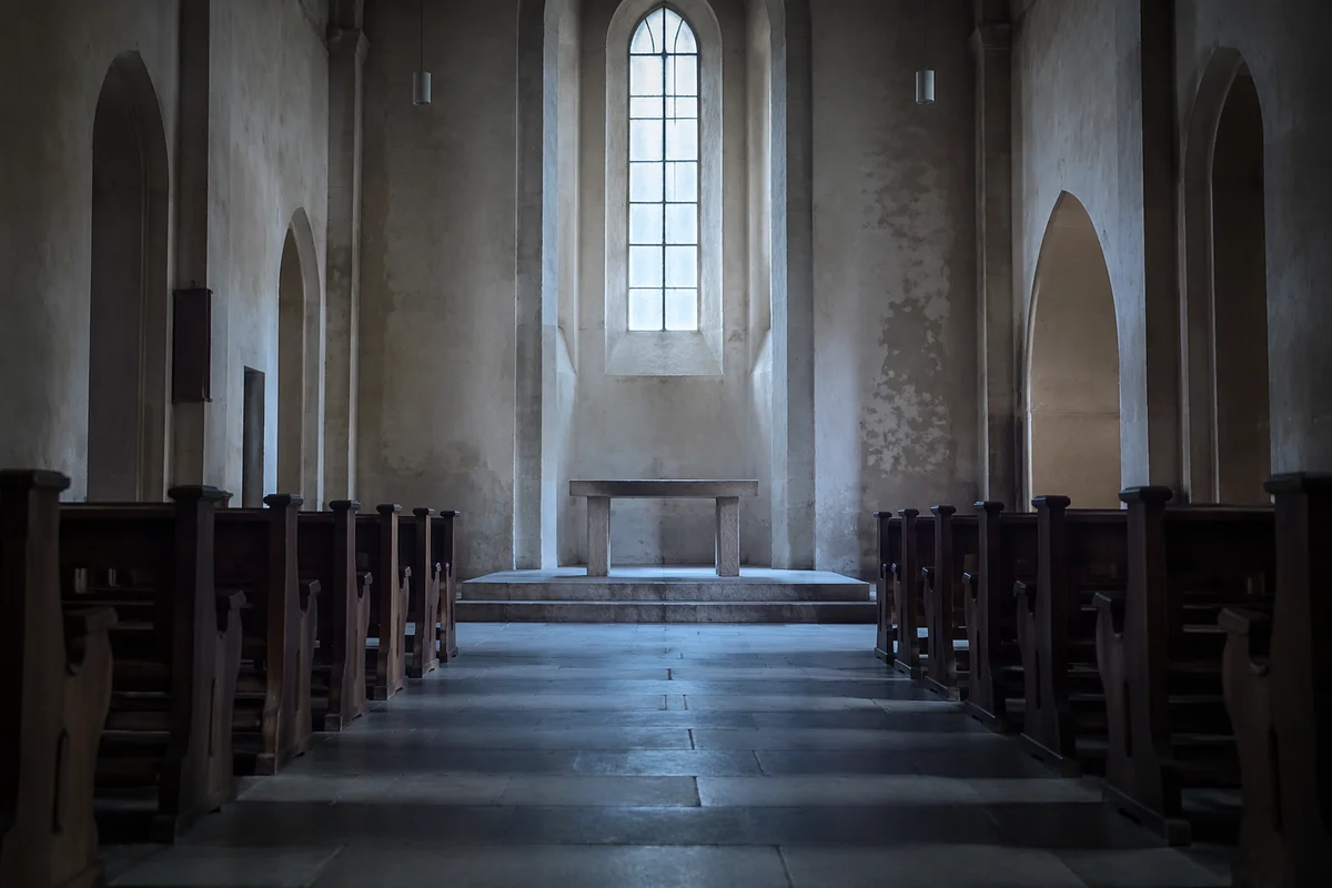 Bare Holy Saturday Church Altar Scene