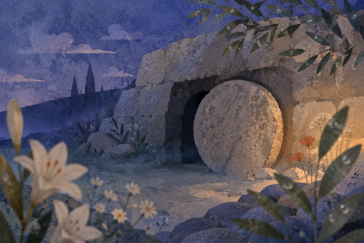 Sealed Tomb at Dawn in Silence