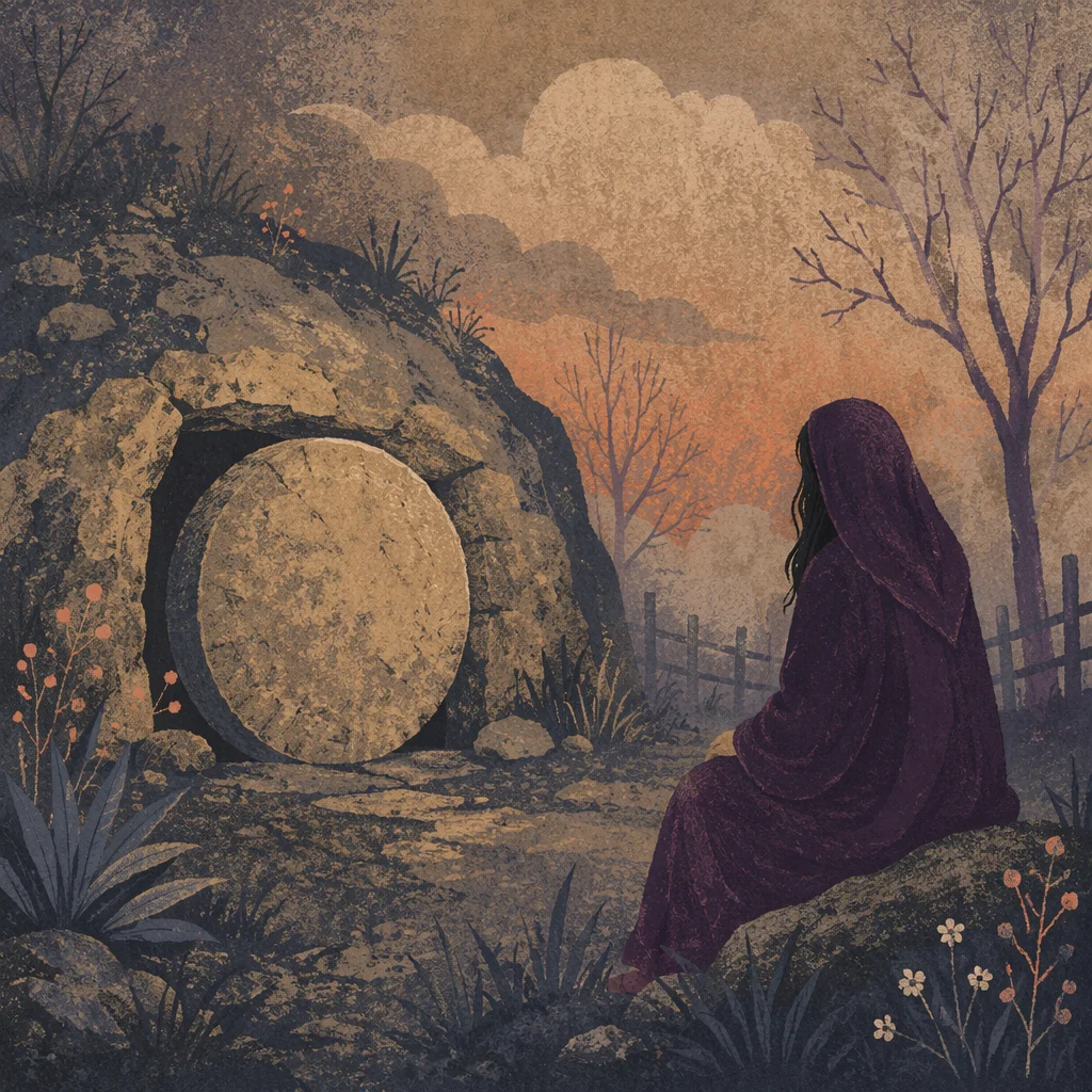 Holy Saturday Sealed Tomb in Misty Garden