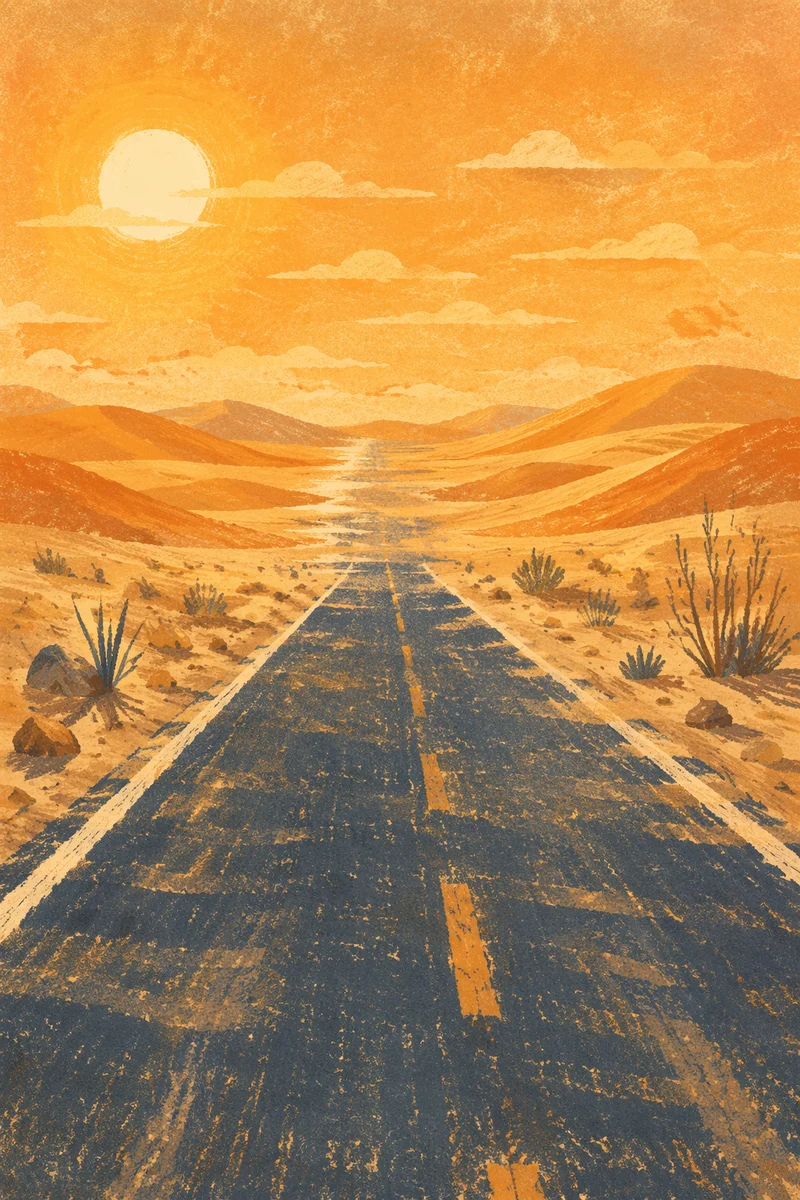 Summer Heat Haze on Desert Road