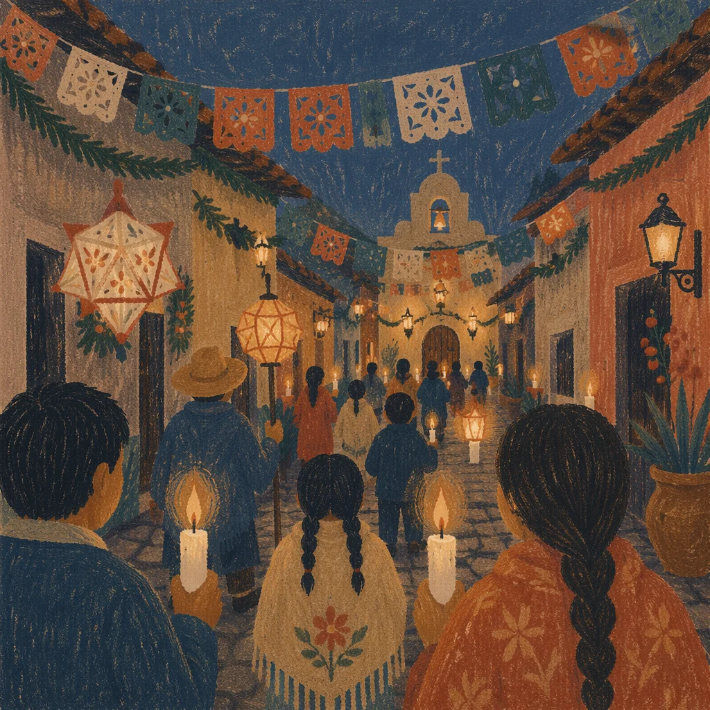 Las Posadas Candle Procession at Dusk