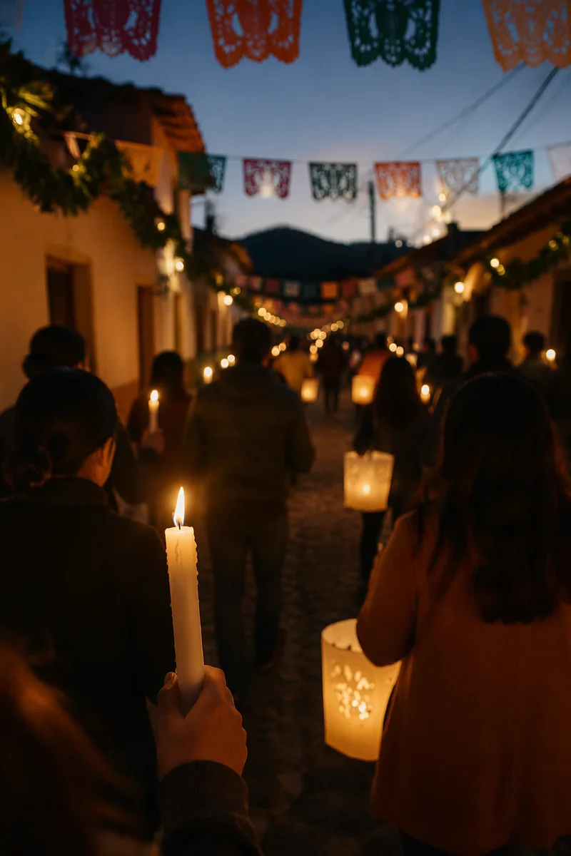 Las Posadas Candle Procession at Dusk