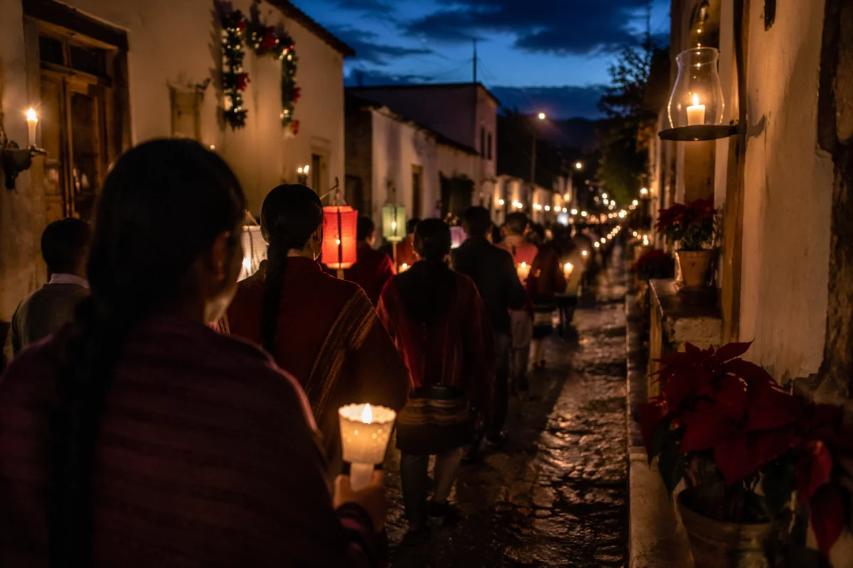Las Posadas Candle Procession at Dusk