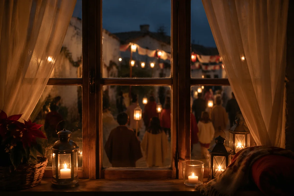 Las Posadas Candle Procession at Blue Hour