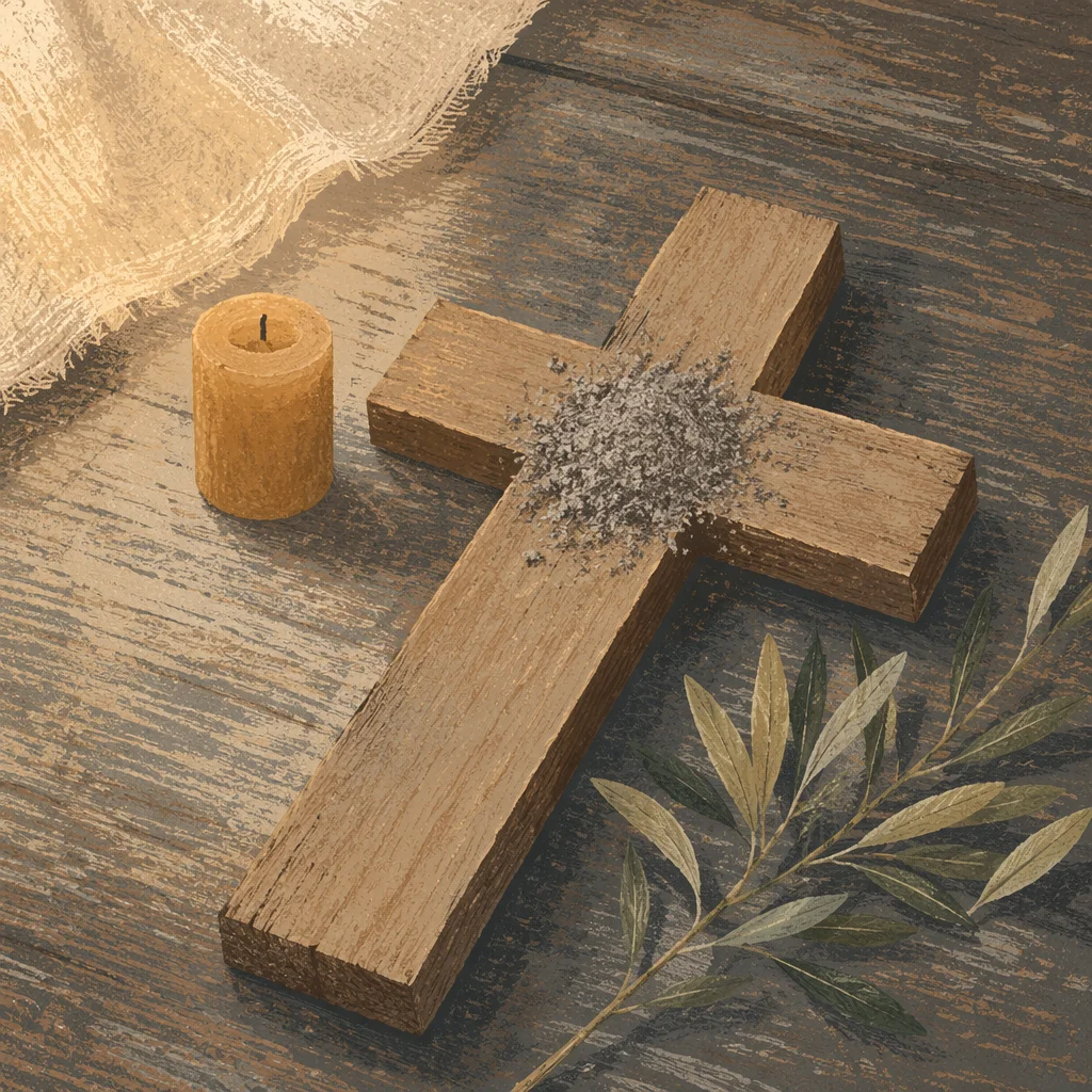 Lenten Ashes on Handmade Wooden Cross