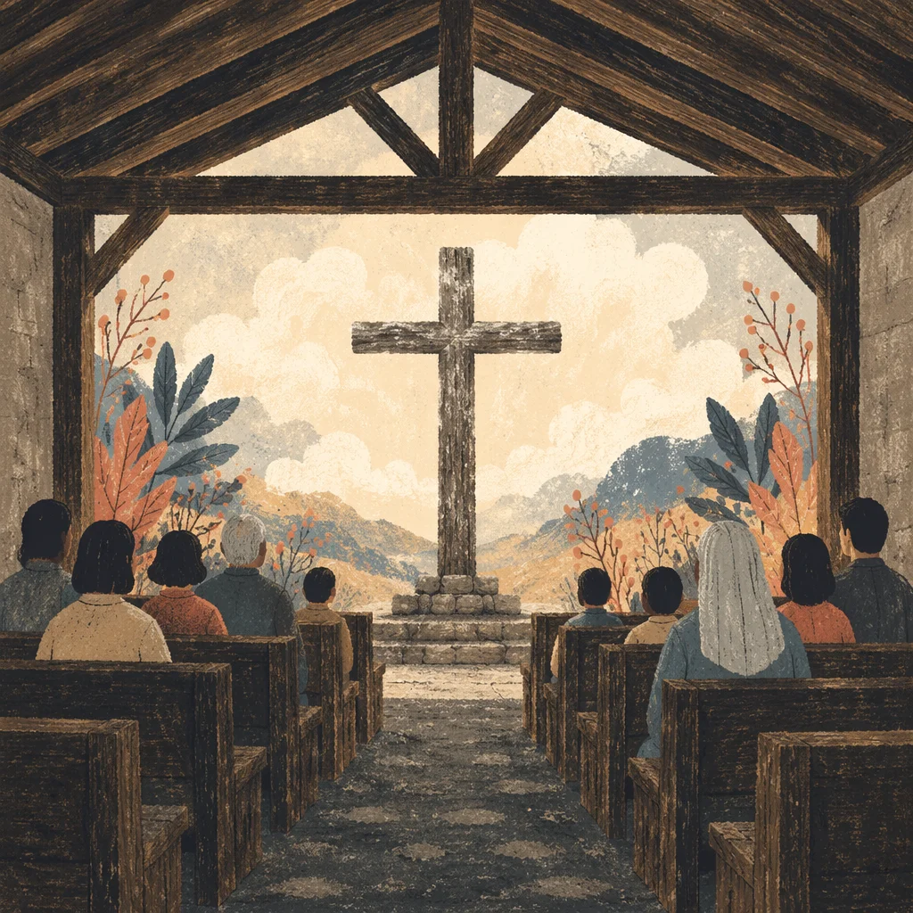 Lent Ashes on Wooden Cross Chapel