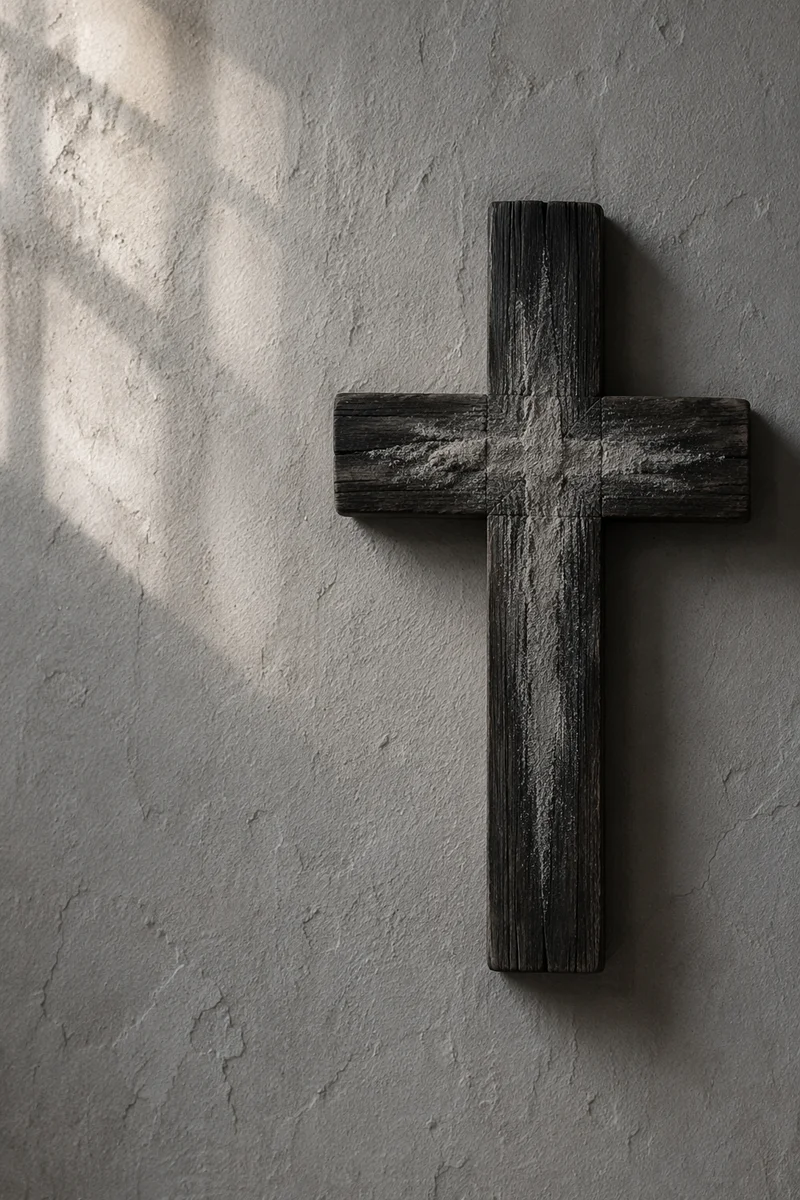 Lenten Ashes on Handmade Wooden Cross