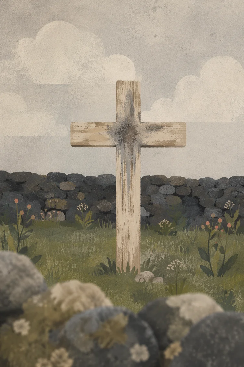 Lent Ashes on Weathered Wooden Cross