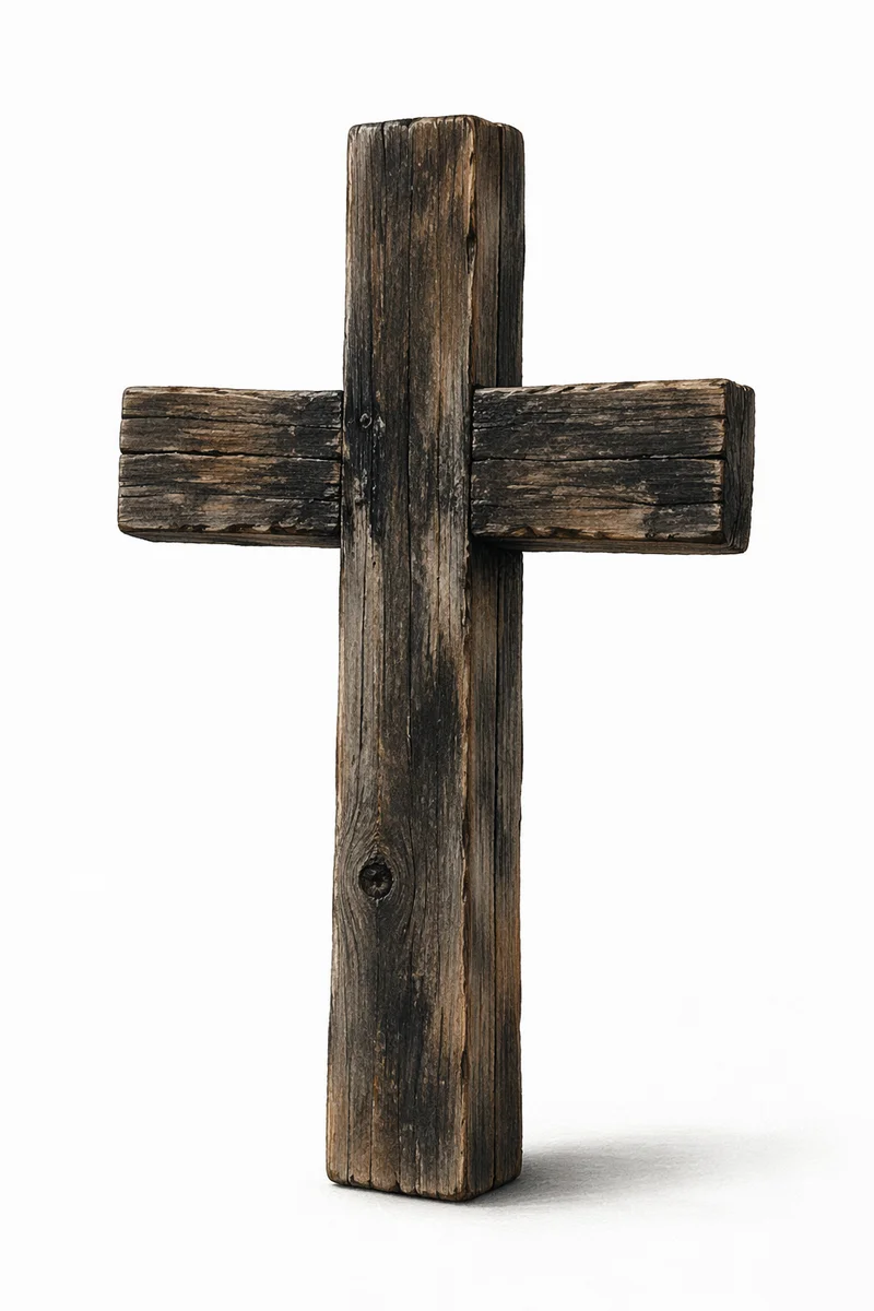Lenten Ashes on Weathered Wooden Cross