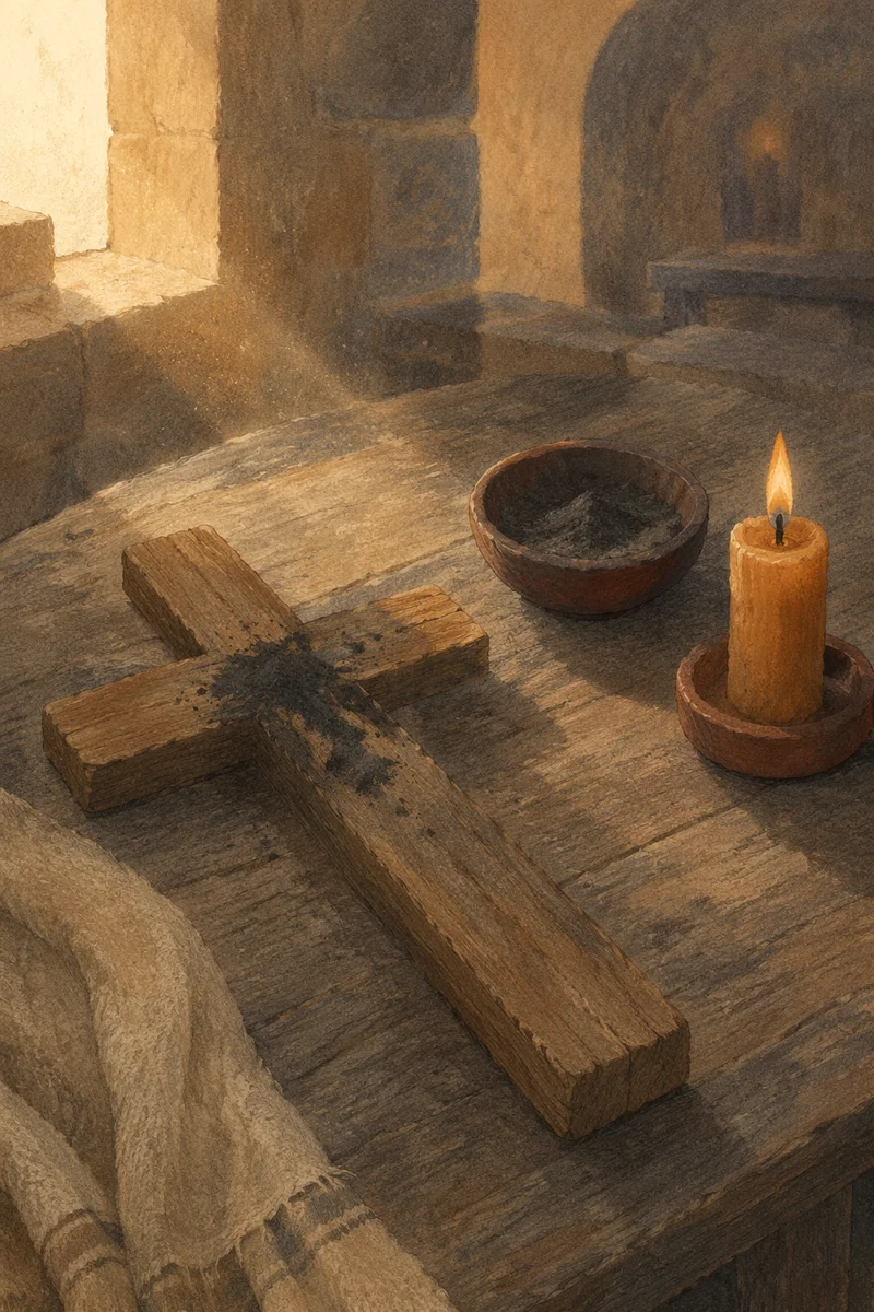 Lenten Ashes on Handmade Wooden Cross