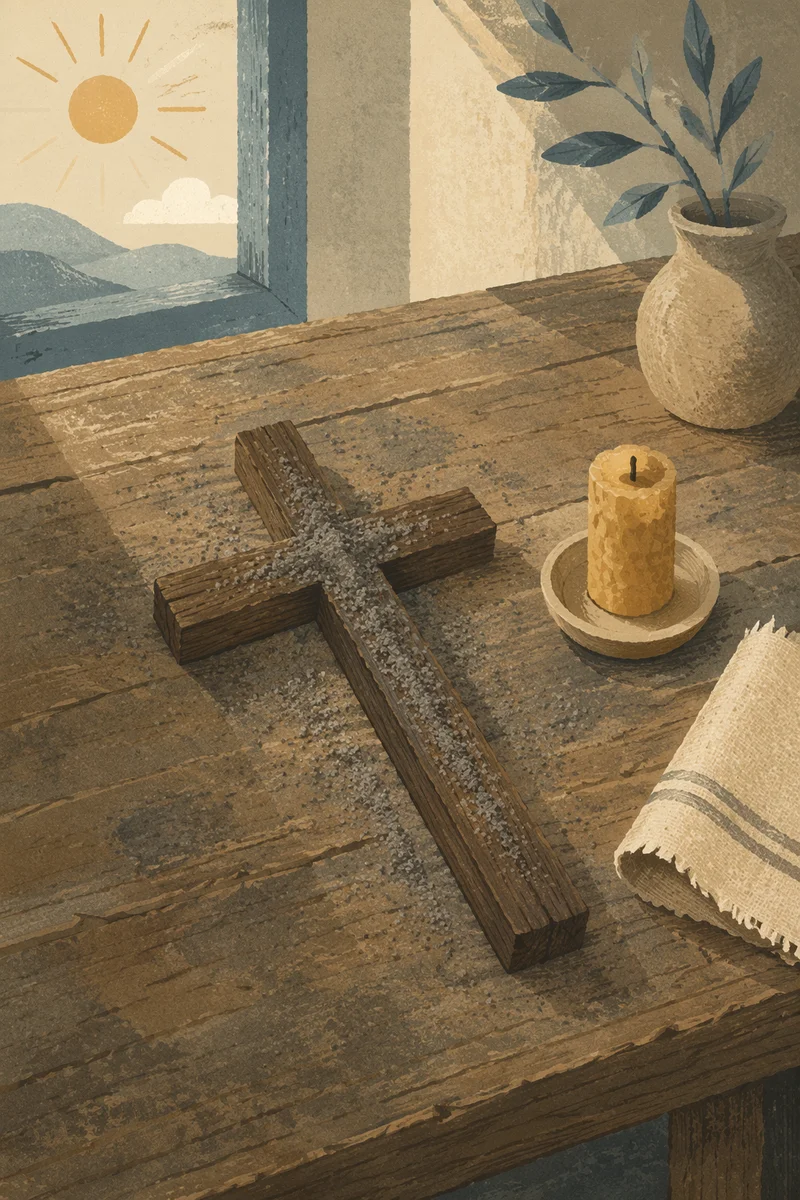 Lenten Ashes on Handmade Wooden Cross