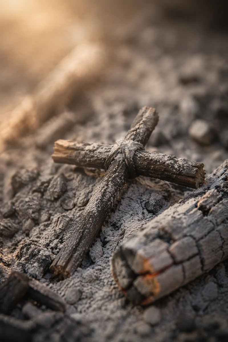 Lent Ashes on Handmade Wooden Cross