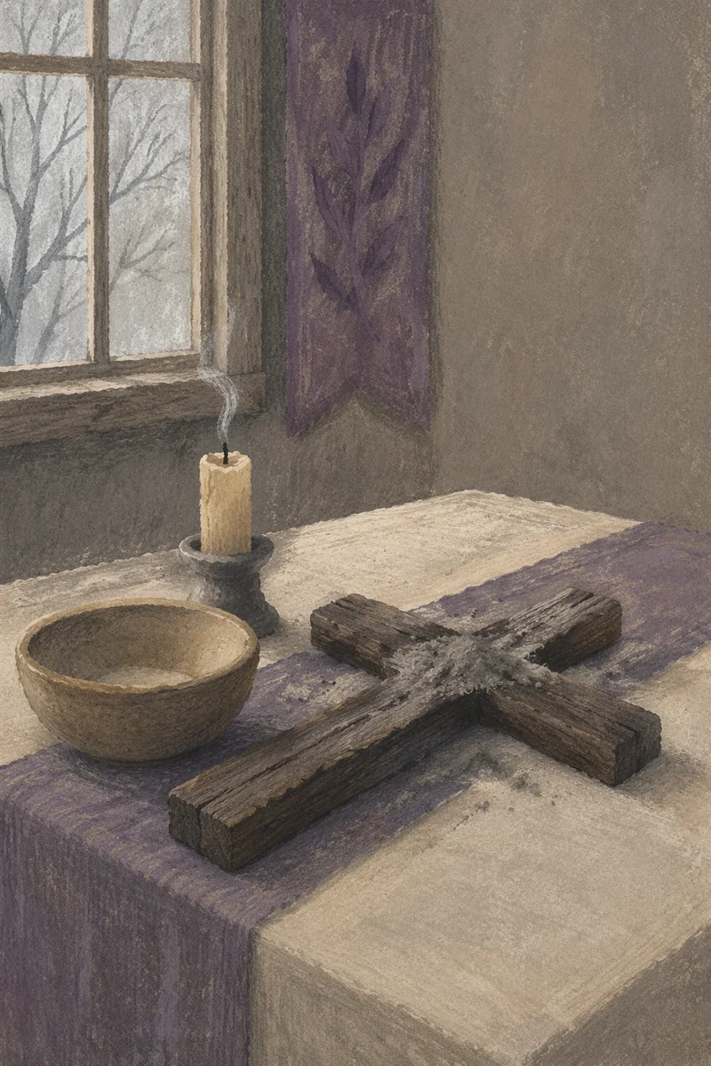 Lenten Ashes on Rough Wooden Cross