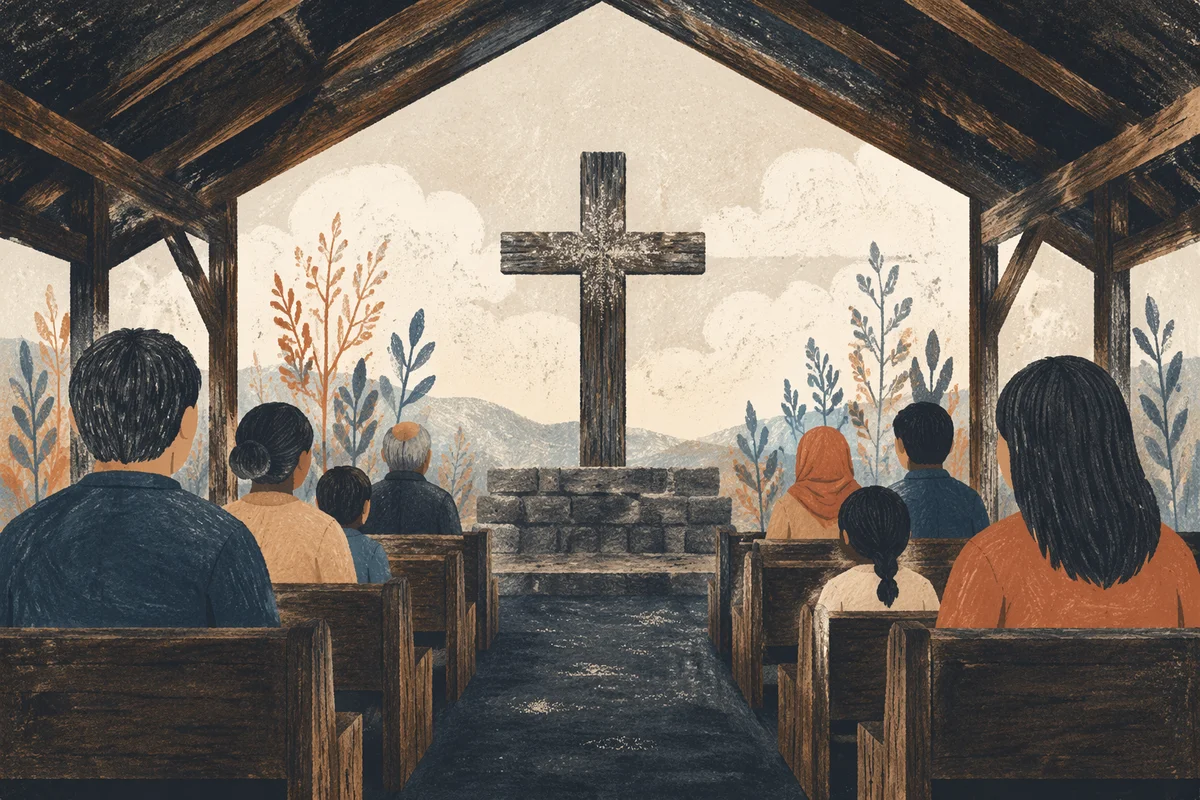 Lent Ashes on Weathered Wooden Cross