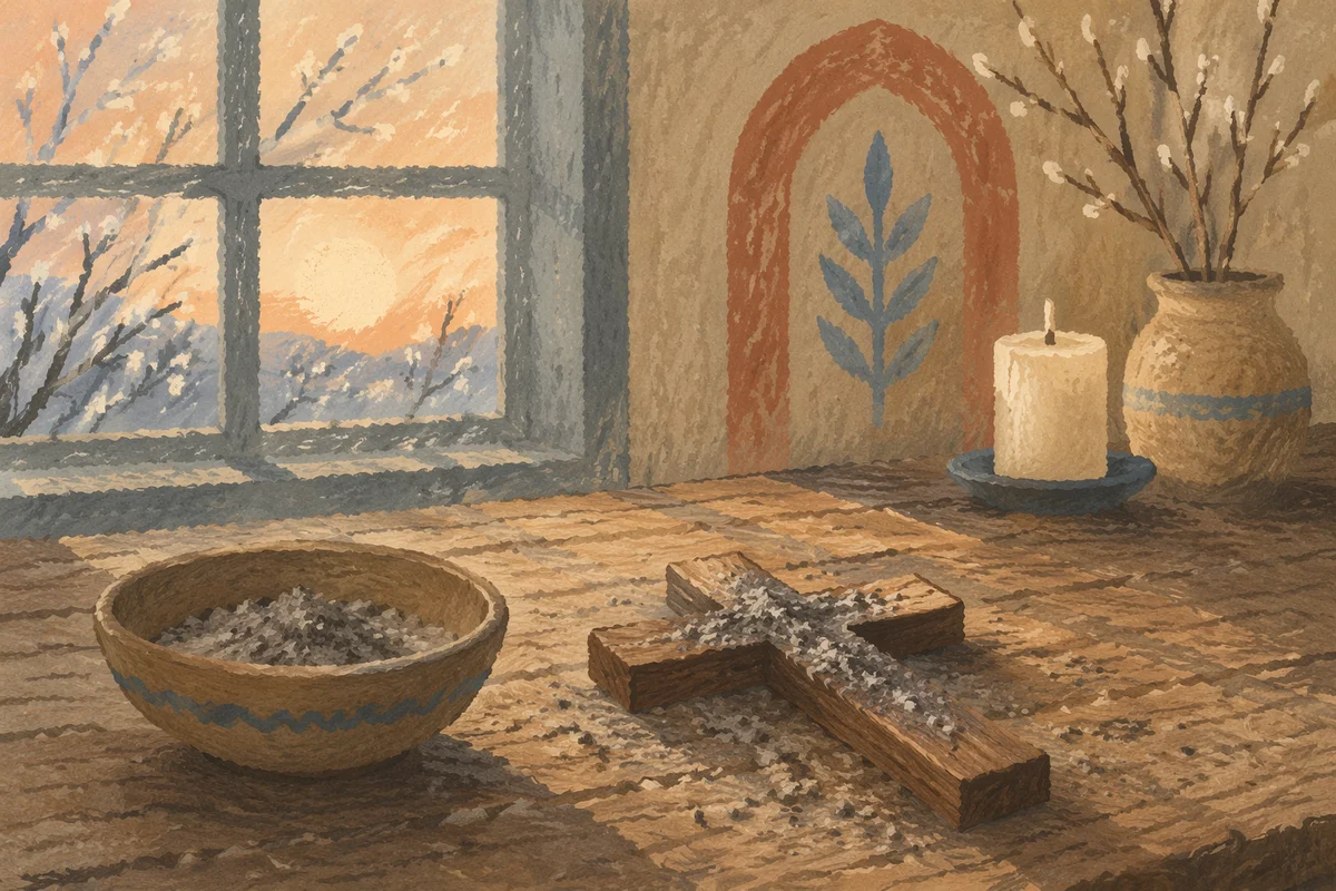 Lenten Ashes on a Wooden Cross