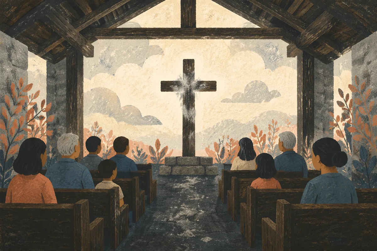 Lent Ashes on Wooden Chapel Cross