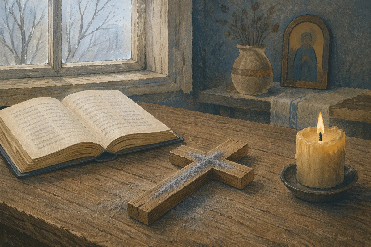 Lenten Ashes on a Wooden Cross