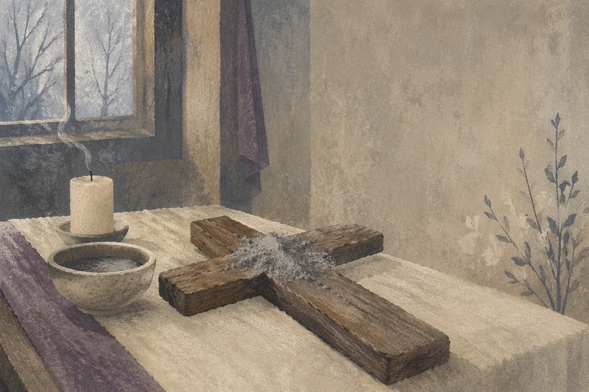 Lenten Ashes on Rough Wooden Cross