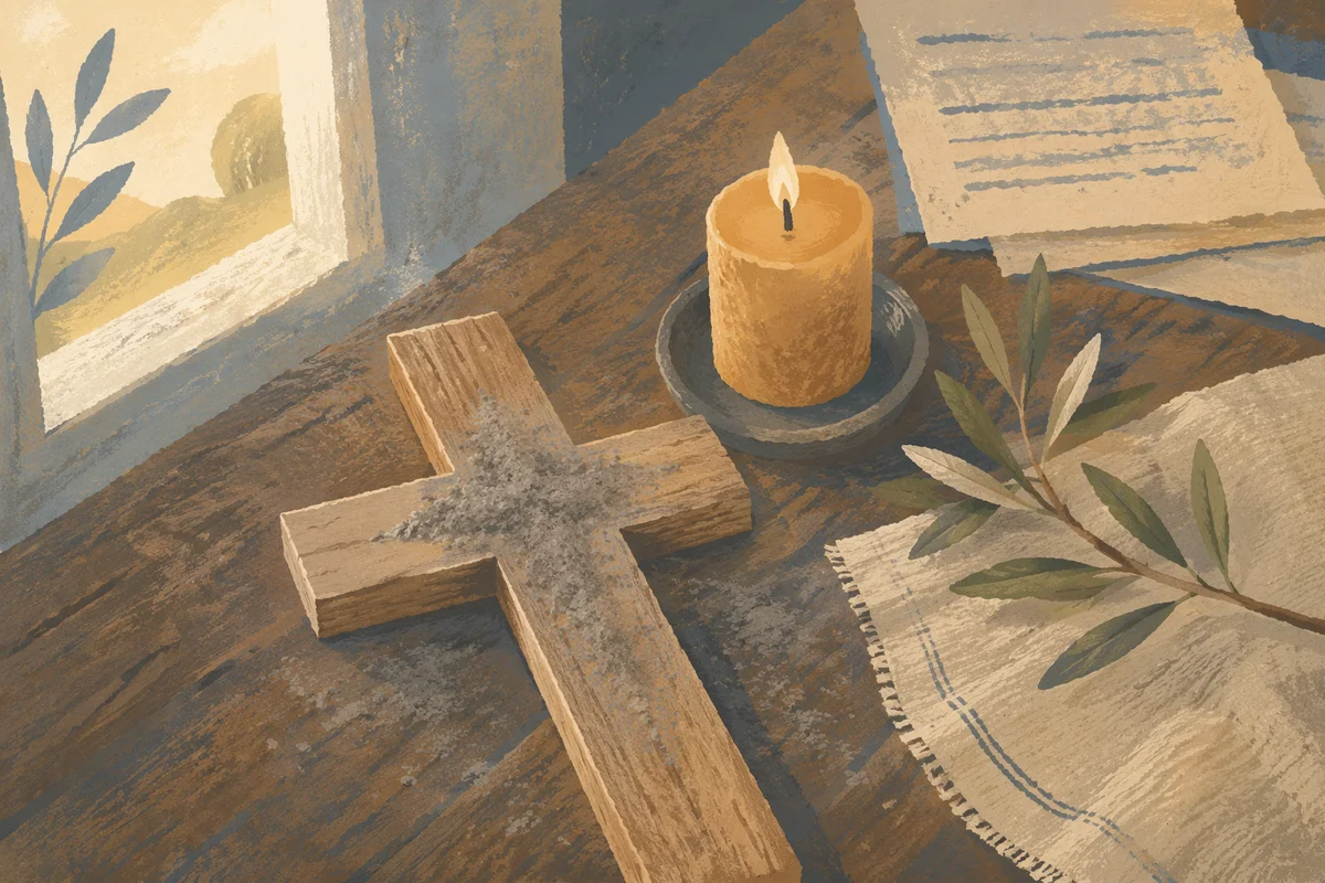 Lenten Ashes on Rustic Wooden Cross