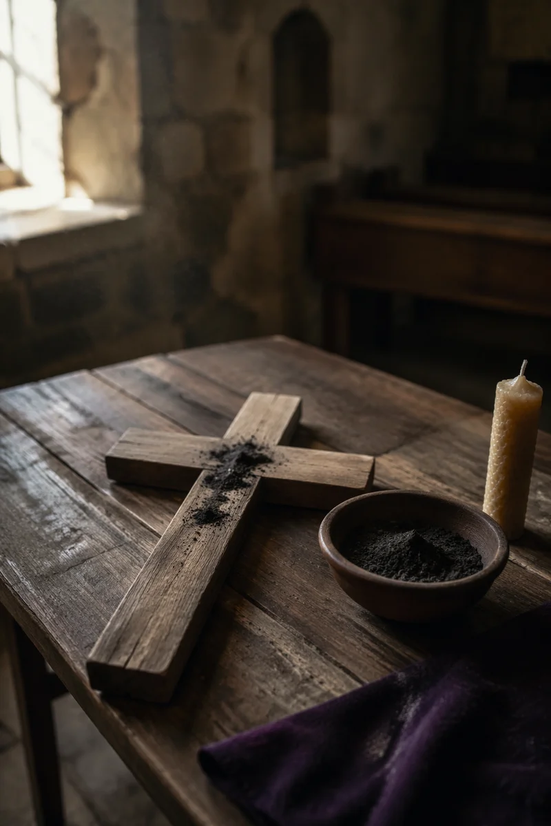 Lenten Ashes on a Handmade Wooden Cross
