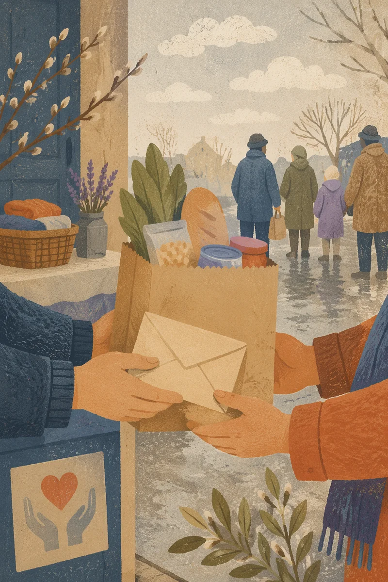 Lenten Almsgiving Hands Sharing Simple Offerings