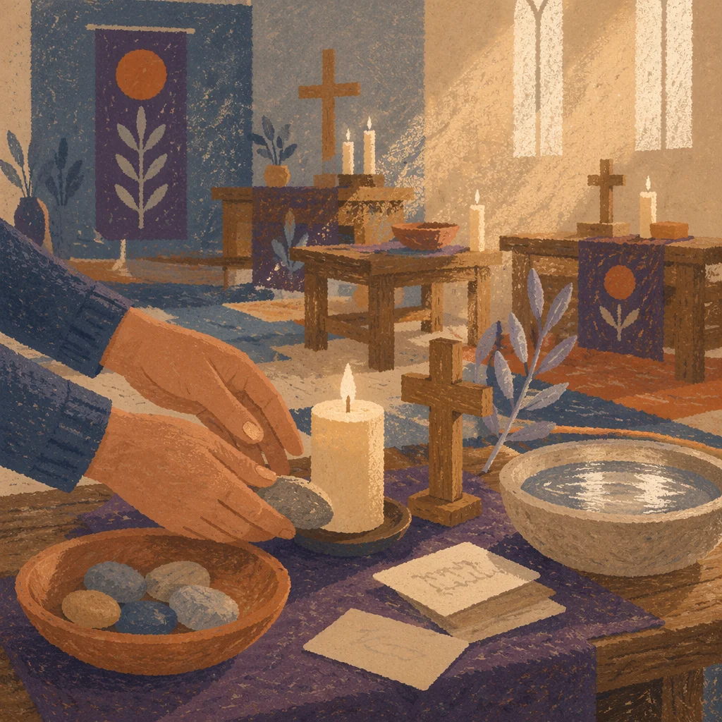 Lent Prayer Stations in Quiet Sanctuary