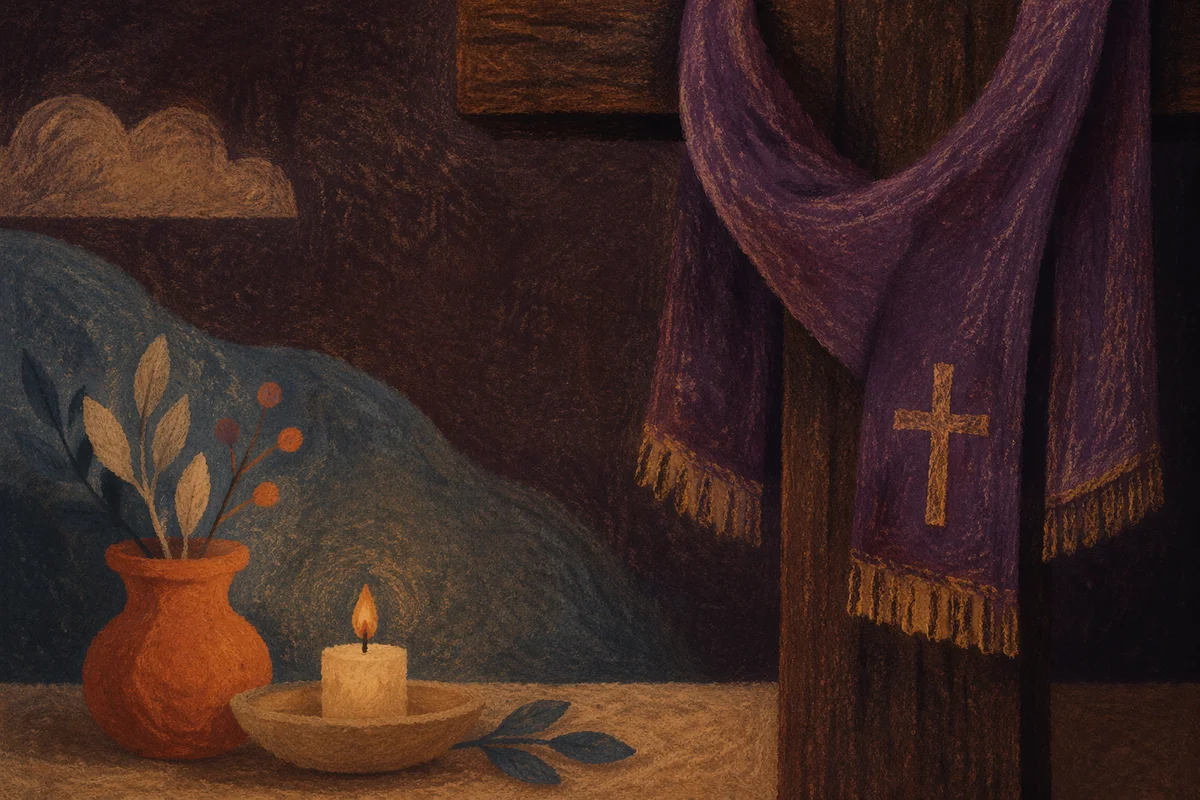 Lenten Cross with Draped Purple Cloth