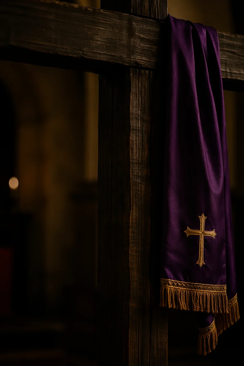 Lenten Cross With Draped Purple Cloth