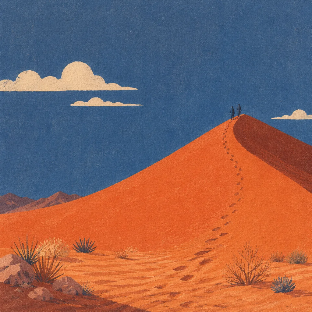 Lenten Desert Wilderness with Distant Walkers