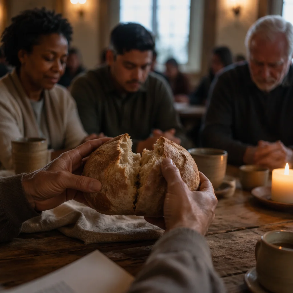 Maundy Thursday Communion Bread Breaking Scene