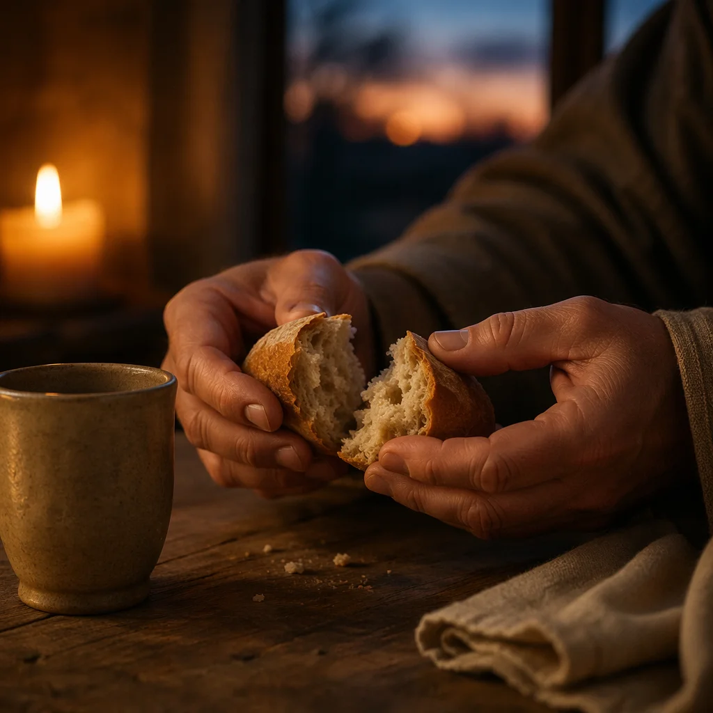 Maundy Thursday Communion Bread at Dusk