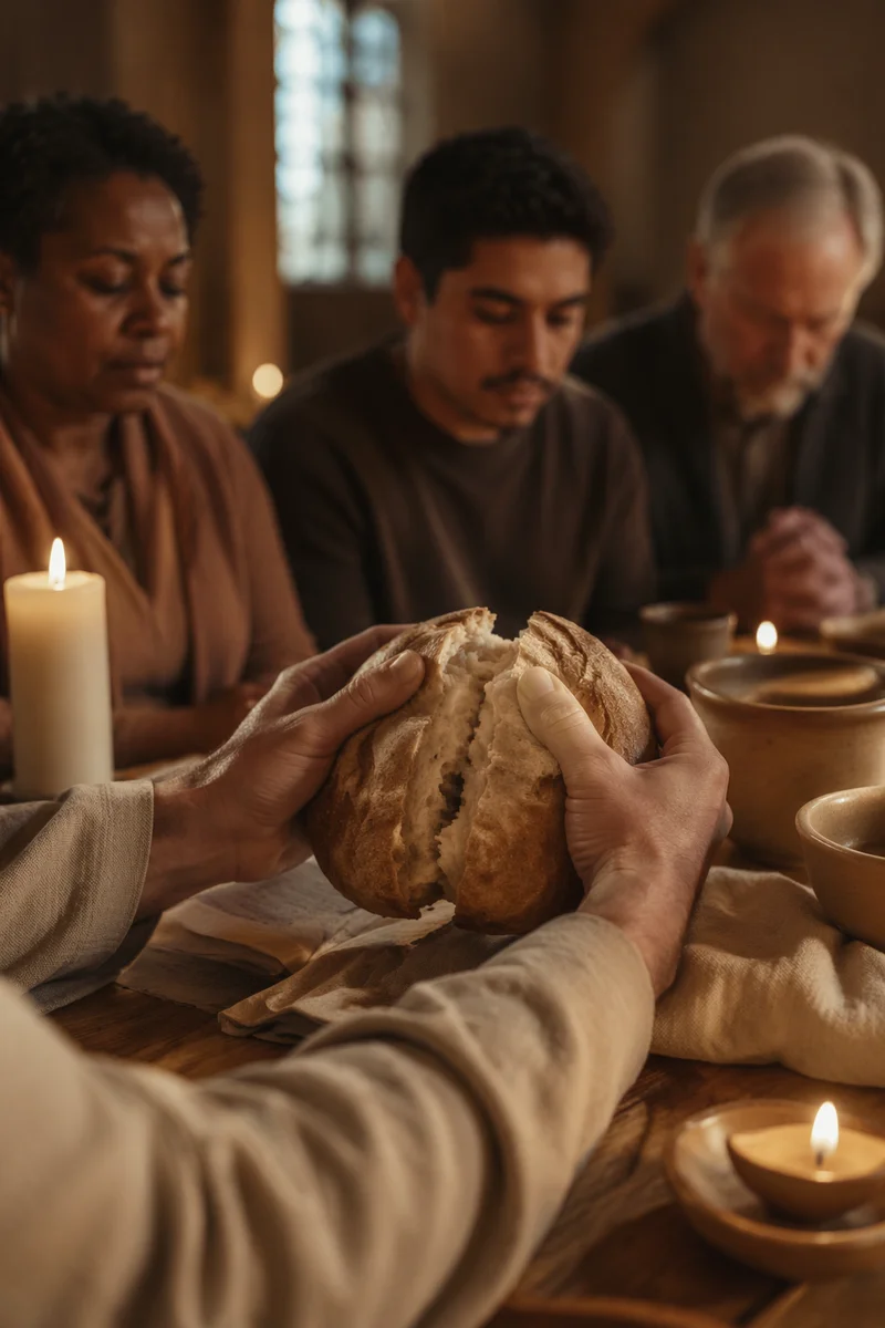 Maundy Thursday Communion Bread Breaking Scene