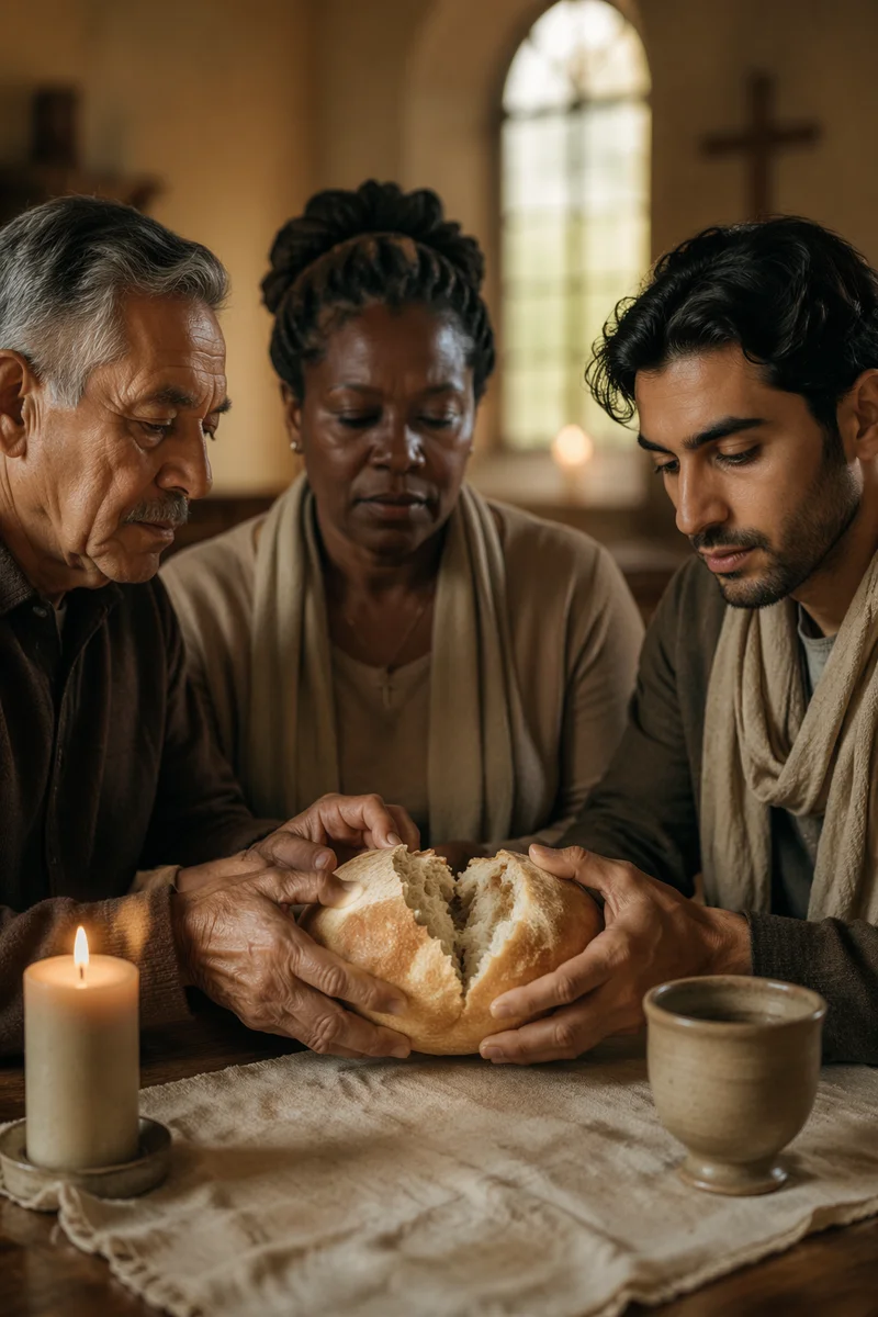 Maundy Thursday Communion Bread Breaking Scene