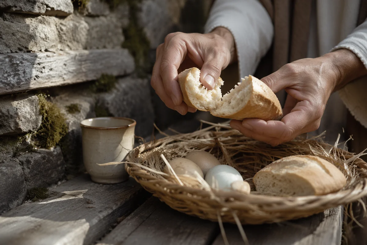 Maundy Thursday Communion Bread Breaking Still Life