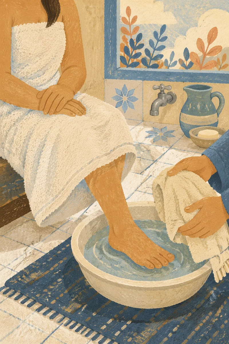 Humble Maundy Thursday Foot Washing Scene