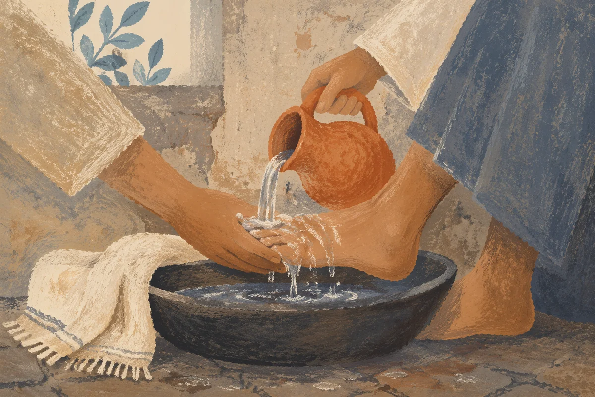 Humble Maundy Thursday Foot Washing Scene