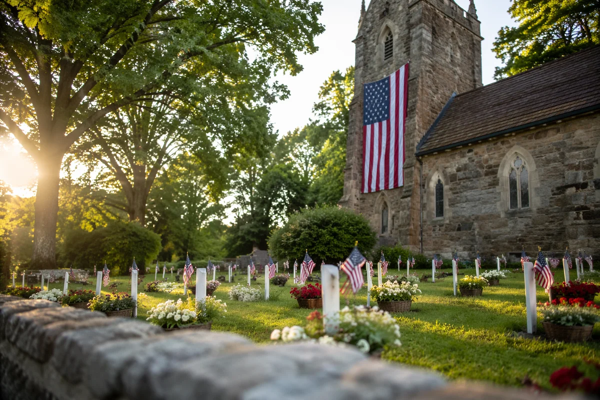 Memorial Day Flags at Stone Church