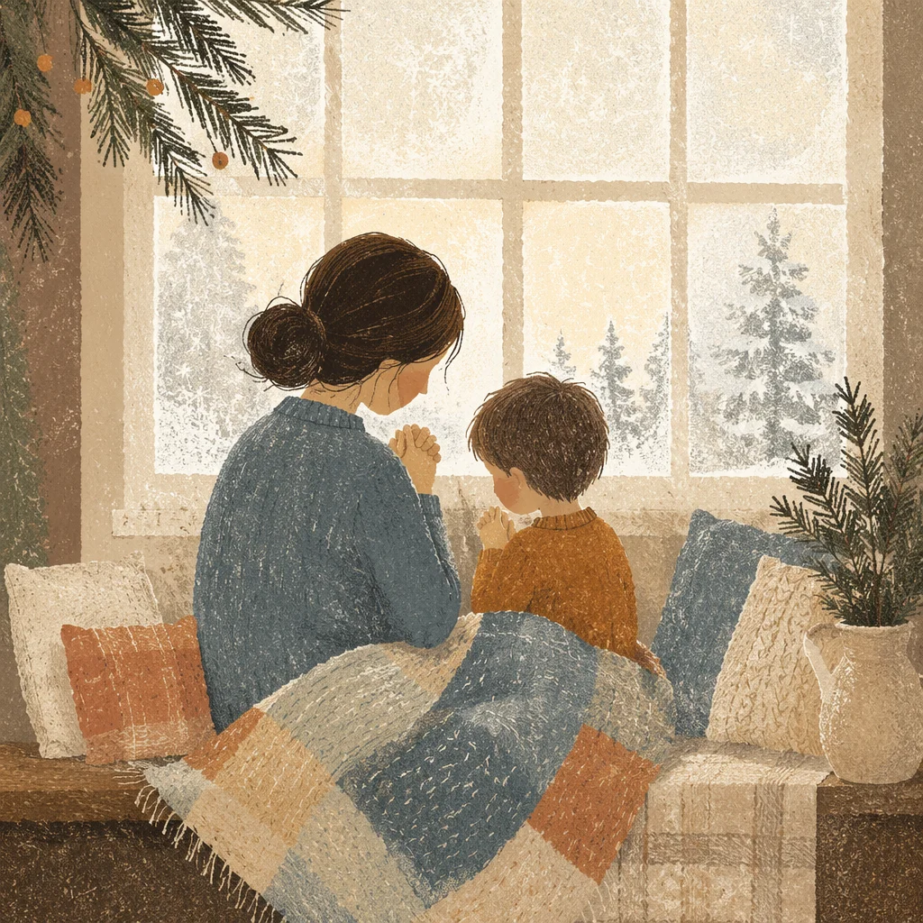 Mother and Child Winter Prayer Light
