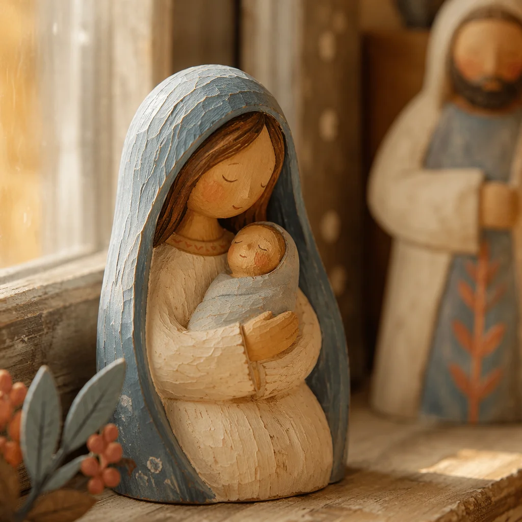 Prayerful Mother and Child in Soft Light