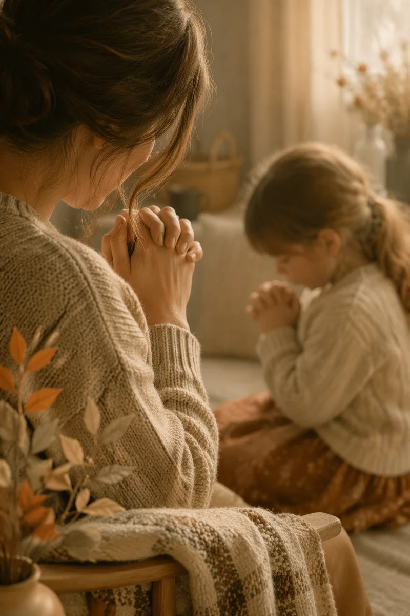Mother and Child in Quiet Prayer