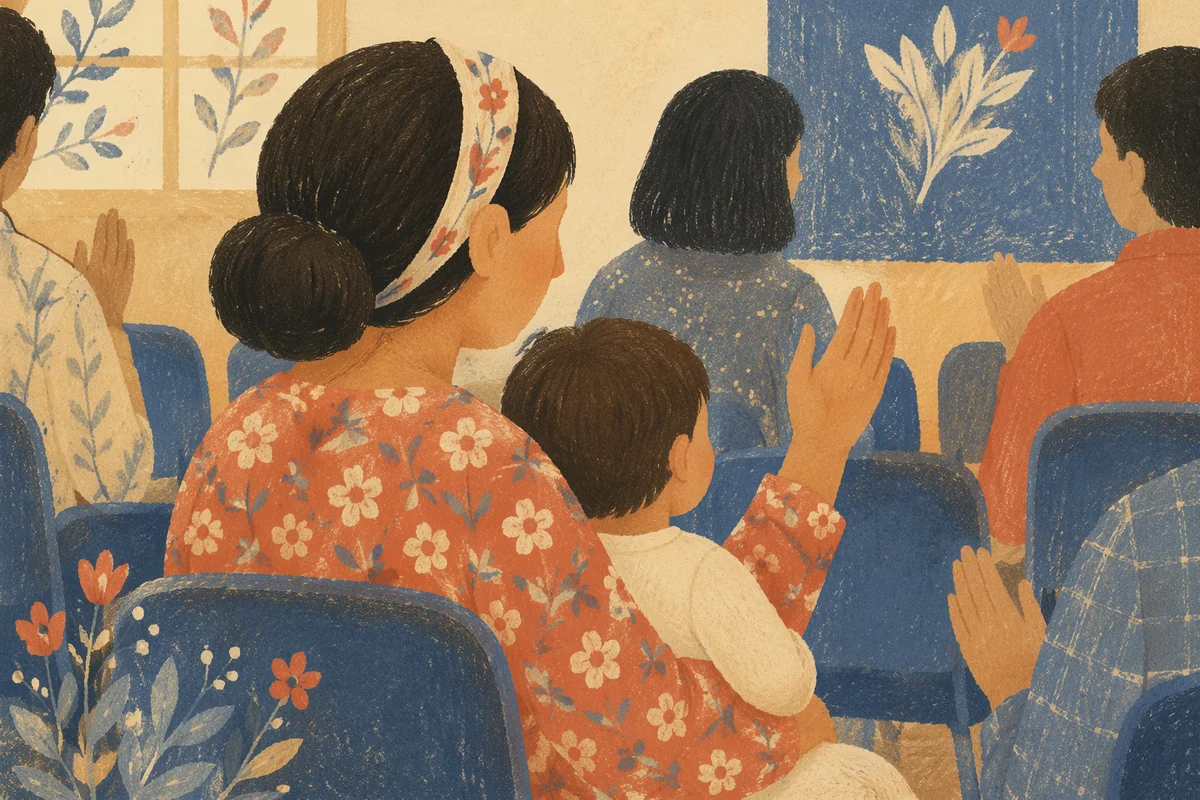 Mother Praying with Child in Soft Light