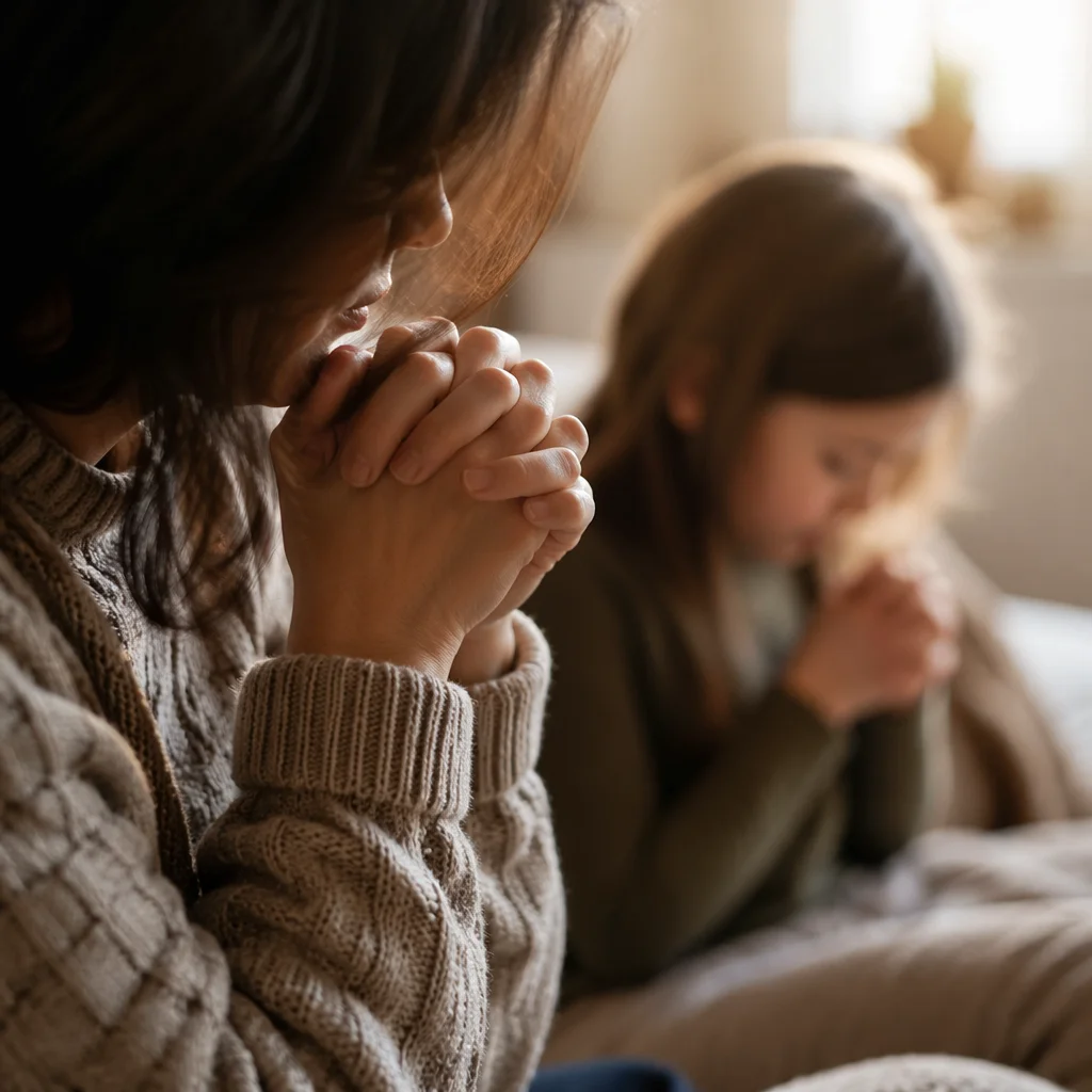 Mother and Child in Quiet Prayer