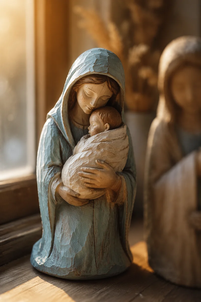 Mother and Child Figurine in Soft Light